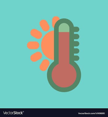 Flat icon on stylish background thermometer hot vector image