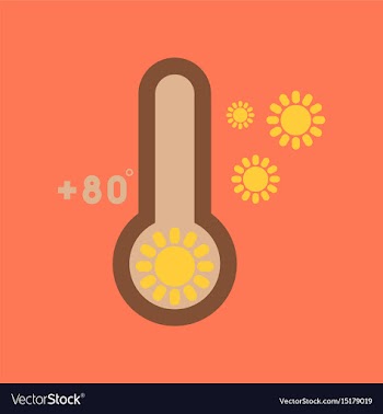 Flat icon on stylish background thermometer hot vector image