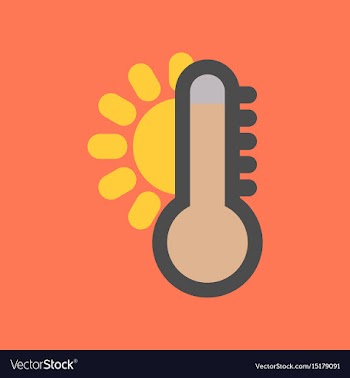 Flat icon on stylish background thermometer hot vector image