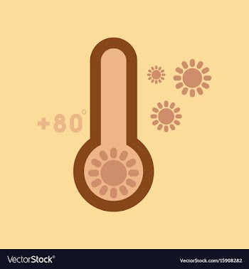 Flat icon on stylish background thermometer hot vector image