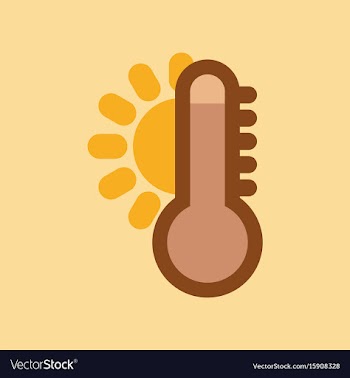 Flat icon on stylish background thermometer hot vector image