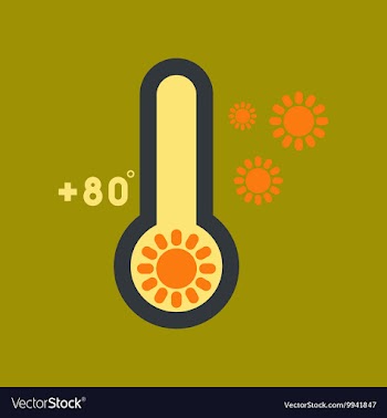 Flat icon on stylish background thermometer hot vector image