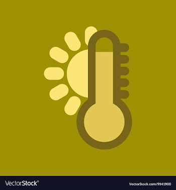 Flat icon on stylish background thermometer hot vector image