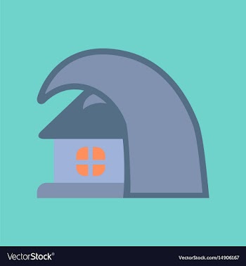 Flat icon on stylish background tsunami house vector image
