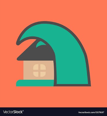 Flat icon on stylish background tsunami house vector image