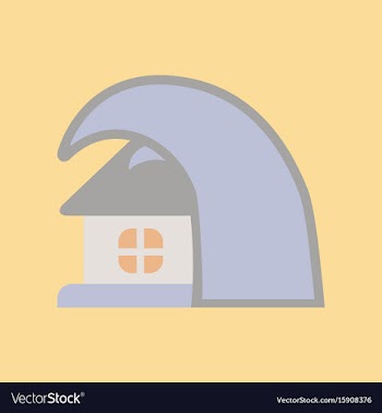 Flat icon on stylish background tsunami house vector image