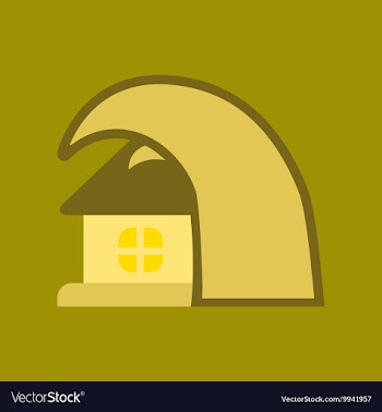 Flat icon on stylish background tsunami house vector image