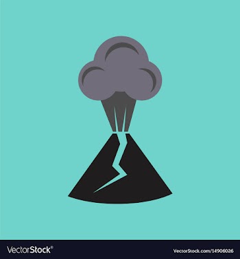 Flat icon on stylish background volcano erupting vector image