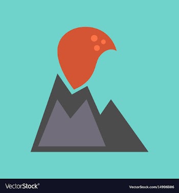 Flat icon on stylish background volcano erupting vector image