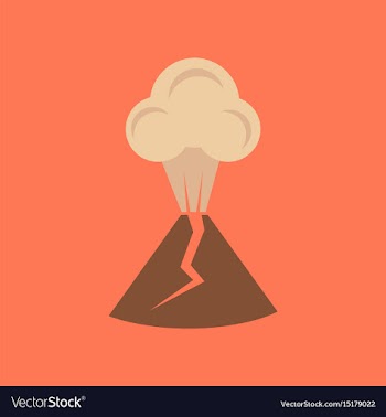 Flat icon on stylish background volcano erupting vector image