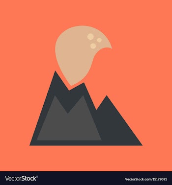 Flat icon on stylish background volcano erupting vector image