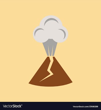 Flat icon on stylish background volcano erupting vector image