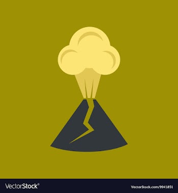 Flat icon on stylish background volcano erupting vector image