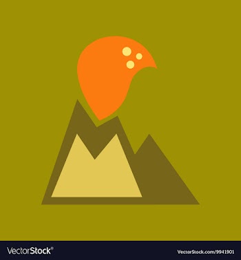 Flat icon on stylish background volcano erupting vector image