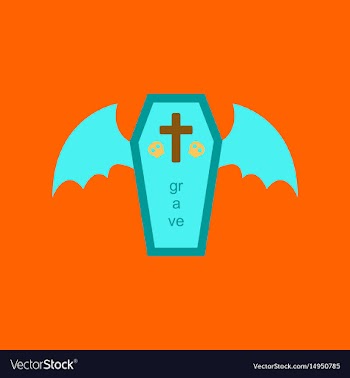 Flat icon on stylish background wings coffin vector image