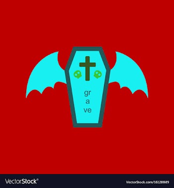 Flat icon on stylish background wings coffin vector image