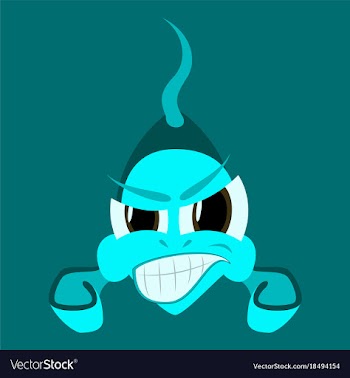 Flat icon on theme angry fish animal vector image
