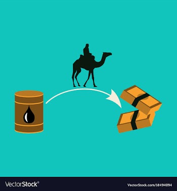 Flat icon on theme arabic business oil and camels vector image