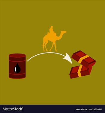 Flat icon on theme arabic business oil and camels vector image