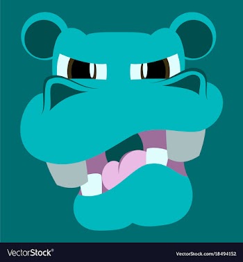 Flat icon on theme evil animal hippo vector image