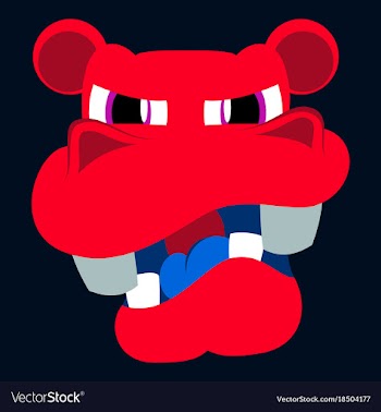 Flat icon on theme evil animal hippo vector image