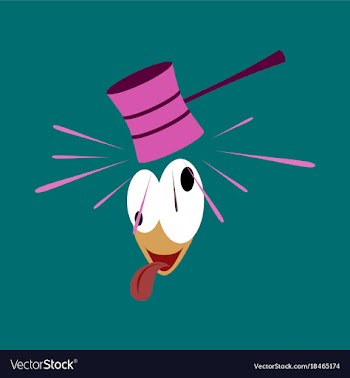 Flat icon on theme humor hammer on the head vector image