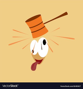 Flat icon on theme humor hammer on the head vector image