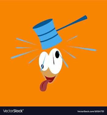 Flat icon on theme humor hammer on the head vector image
