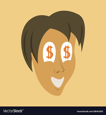 Flat icon on theme humor money in the eyes vector image