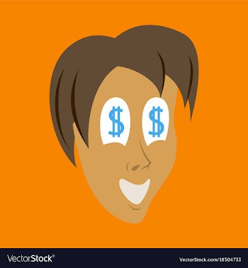 Flat icon on theme humor money in the eyes vector image