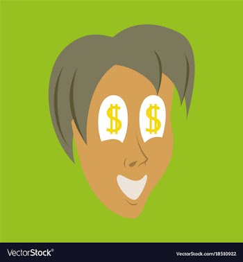 Flat icon on theme humor money in the eyes vector image
