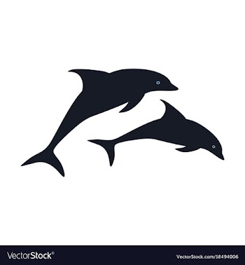 Flat icon on theme save whales a pair of dolphins vector image