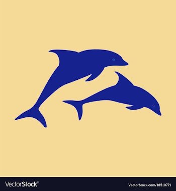 Flat icon on theme save whales a pair of dolphins vector image