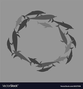 Flat icon on theme save whales circle of dolphins vector image