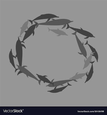 Flat icon on theme save whales circle of dolphins vector image
