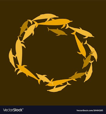 Flat icon on theme save whales circle of dolphins vector image