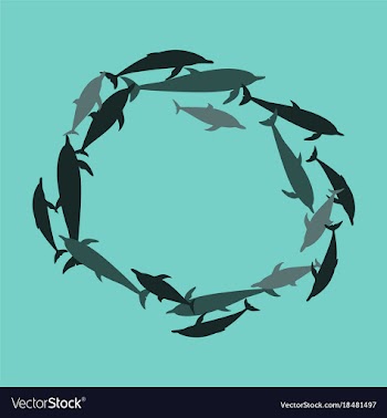 Flat icon on theme save whales circle of dolphins vector image