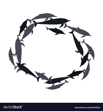 Flat icon on theme save whales circle of dolphins vector image