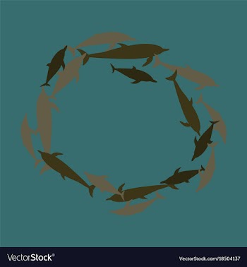 Flat icon on theme save whales circle of dolphins vector image