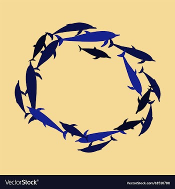 Flat icon on theme save whales circle of dolphins vector image