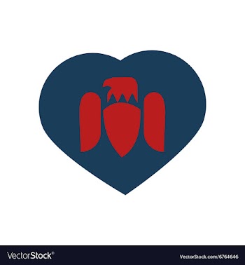 Flat icon on white background eagle heart vector image