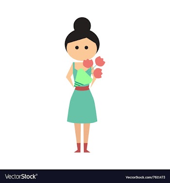 Flat icon on white background girl bouquet vector image