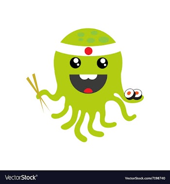 Flat icon on white background octopus sushi vector image