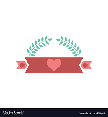 Flat icon on white background ribbon heart leaves vector image