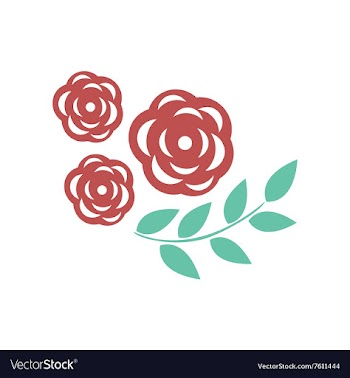 Flat icon on white background rose branch vector image