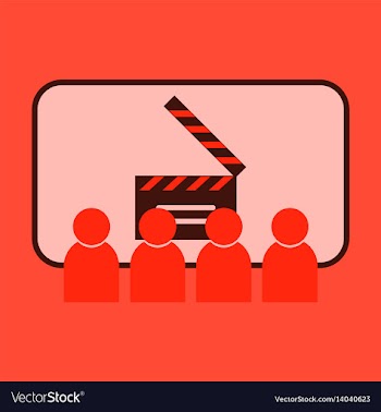 Flat icon people in cinema vector image