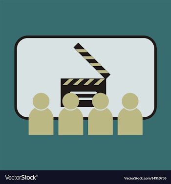 Flat icon people in cinema vector image