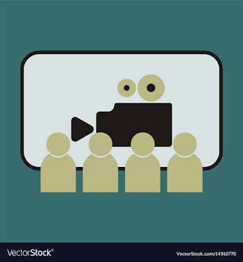Flat icon people in cinema vector image
