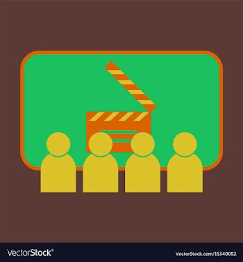 Flat icon people in cinema vector image