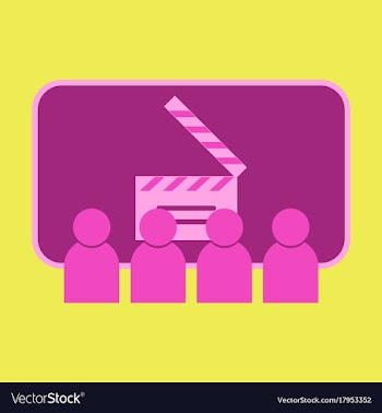 Flat icon people in cinema vector image